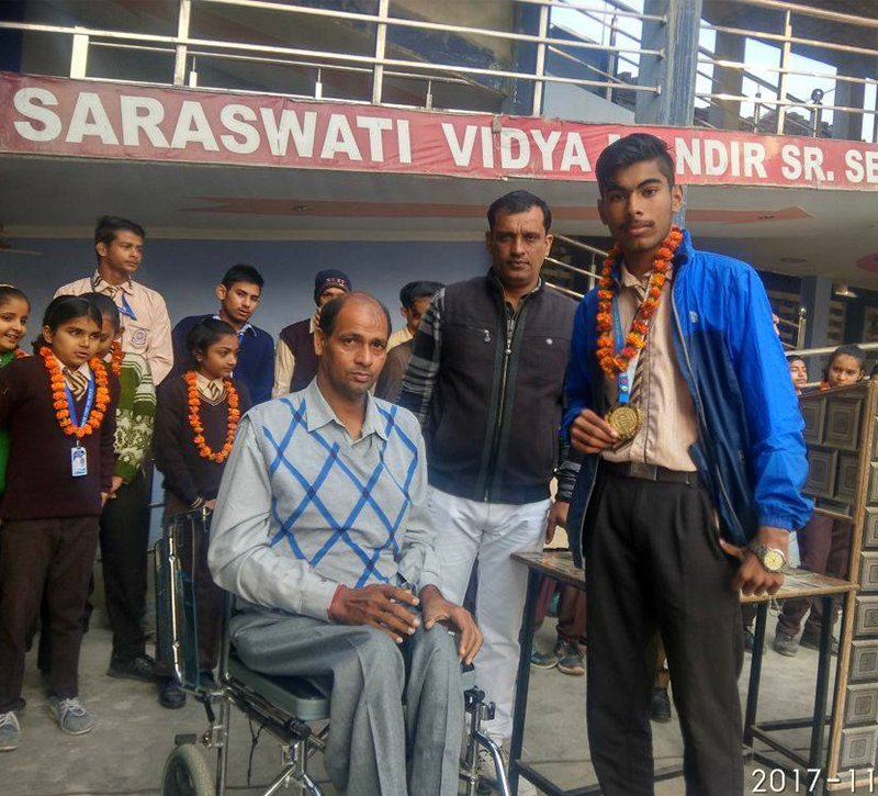 Panoramic view of Saraswati Vidya Mandir school campus showing modern buildings and green spaces